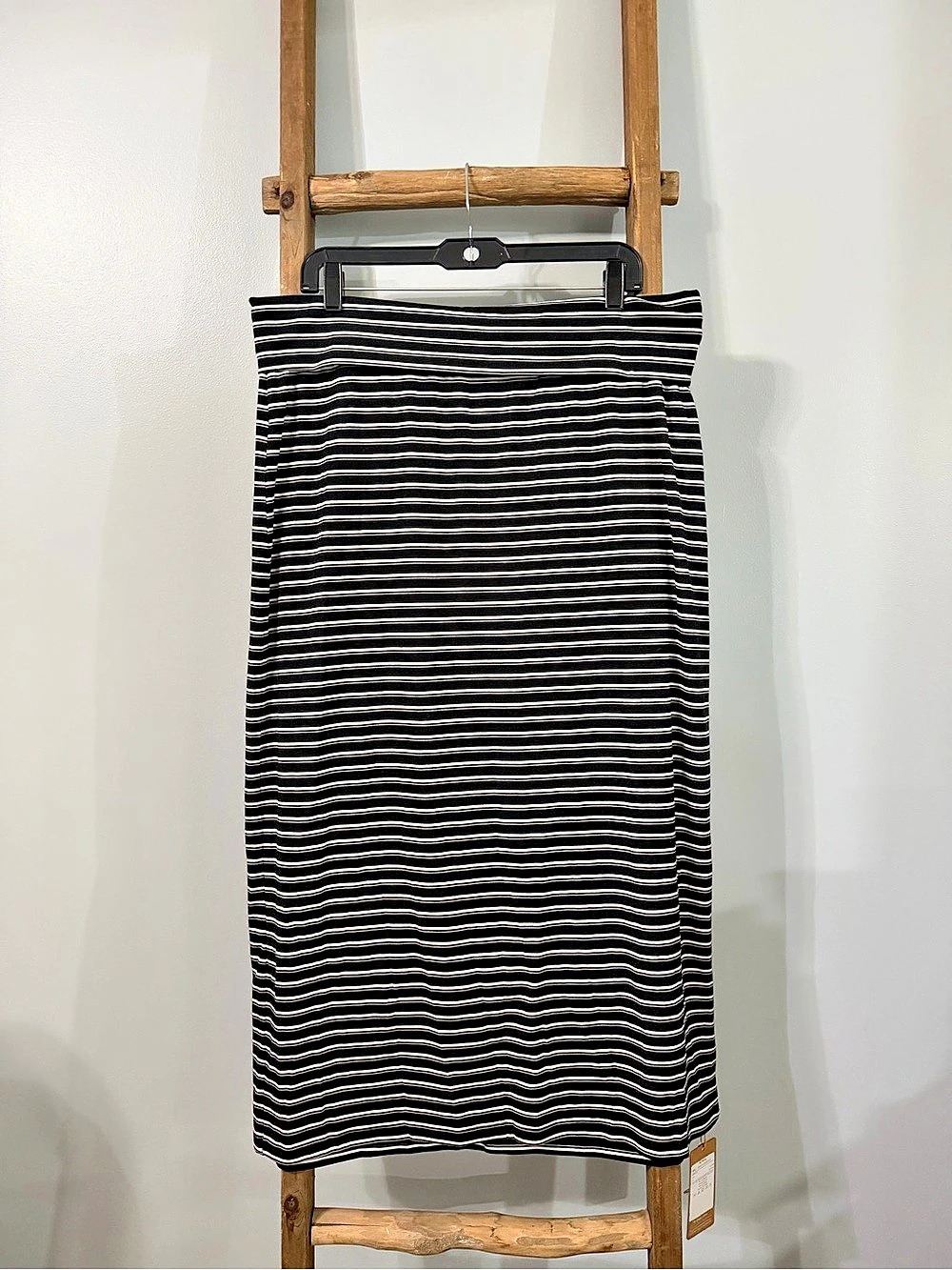 OGL Low Rise Folded Waist Striped Midi Skirt Black & White XL {NWT}